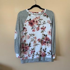 Viamor long sleeve floral grey top